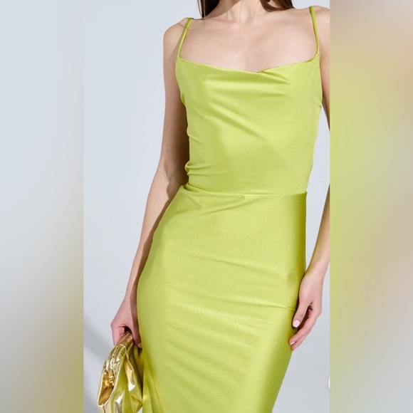 AKIRA maxi dress in olive medium. Romantic night out dress. - Picture 3 of 11